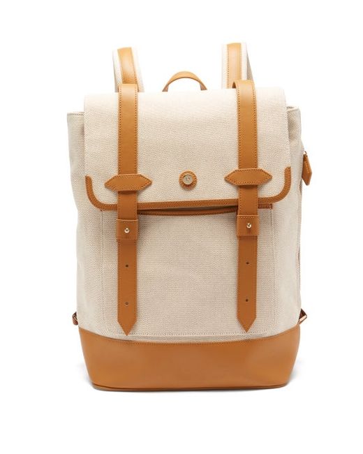 Paravel Upland Leather-trimmed Canvas Backpack