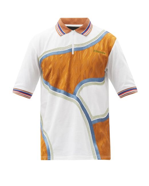 Ahluwalia Wave-insert Organic-cotton Piqué Polo Shirt