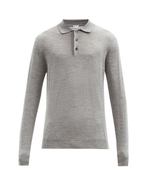 Caruso Wool-blend Long-sleeved Polo Shirt