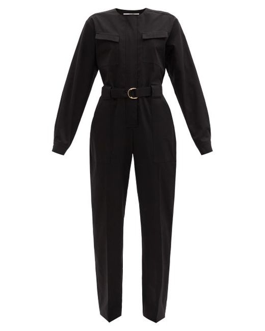 Another Tomorrow Belted Organic Cotton-blend Jumpsuit