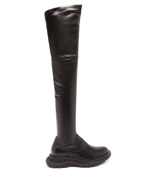 Ladies SHOES Alexander Mcqueen Tread Leather Over-the-knee Boots