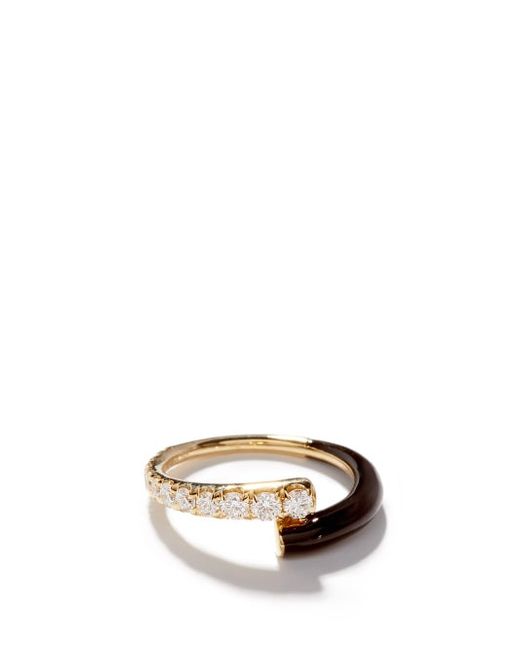 Melissa Kaye Lola Diamond Enamel 18kt Gold Ring