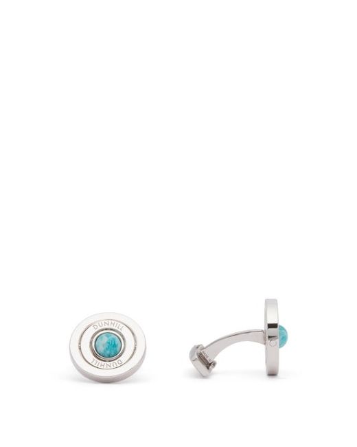 Mens ACCESSORIES Dunhill Gyro Amazonite Rhodium-plated Silver Cufflinks