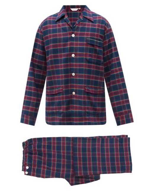 Mens BASICS Derek Rose Kelburn Tartan-jacquard Cotton-twill Pyjamas
