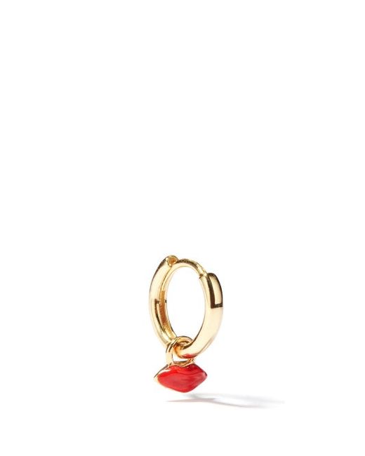 Alison Lou Lips-charm 14kt Gold Single Hoop Earring