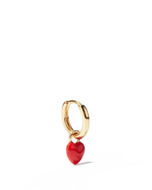 Alison Lou Heart-charm 14kt Gold Single Hoop Earring