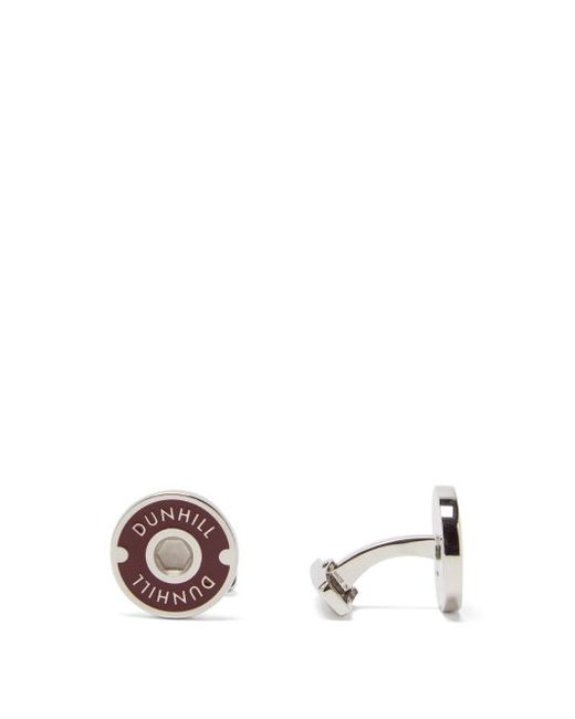 Mens ACCESSORIES Dunhill Logo-roundel Enamelled Sterling-silver Cufflinks
