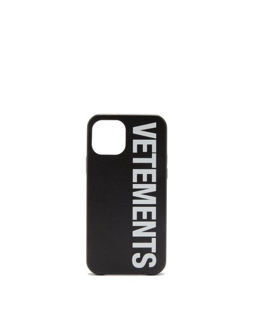 Vetements Logo-print Leather Iphone 12 Pro Case Black Multi