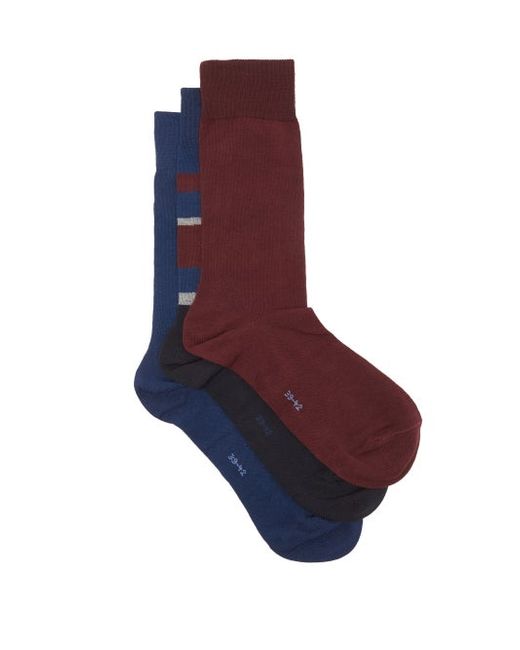 Falke Pack Of Three Happy Cotton-blend Socks