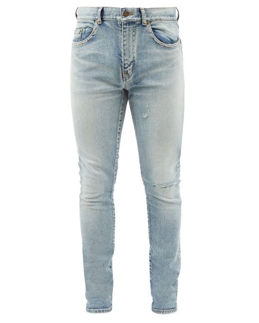 Saint Laurent Distressed Slim-leg Jeans