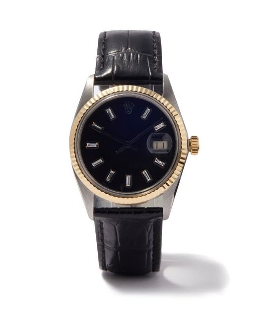 Lizzie Mandler Fine Jewelry Vintage Rolex Datejust 36mm Diamond Gold Watch