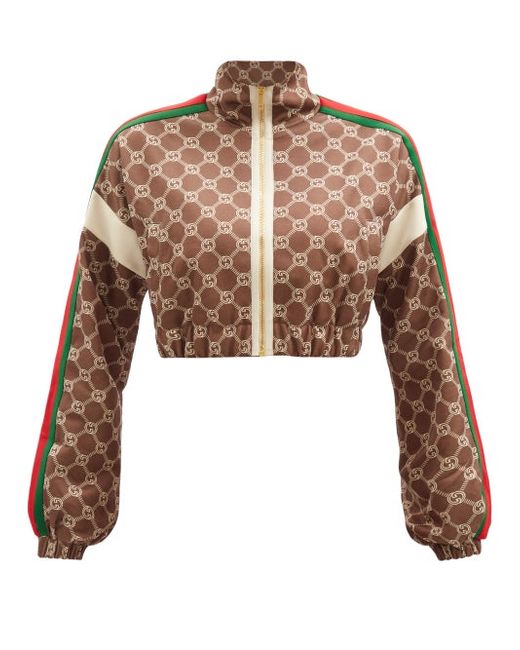 Gucci GG-logo Print Cropped Jersey Track Jacket