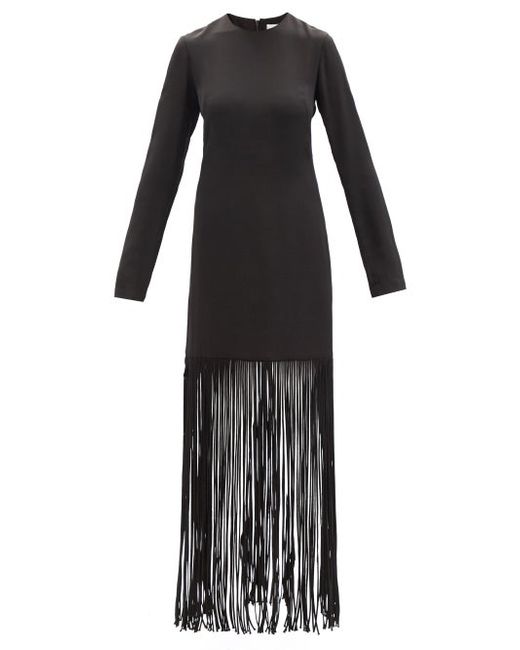 Raey Rouleau-fringed Silk-satin Mini Dress