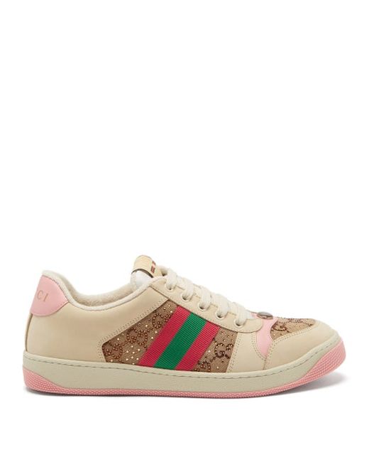 Gucci Screener Gg-logo Leather Trainers