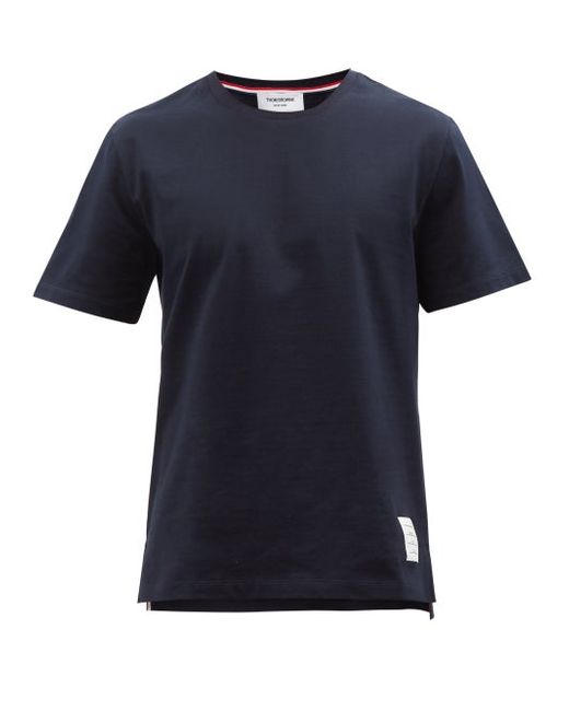 Thom Browne Logo-patch Side-slit Cotton-jersey T-shirt