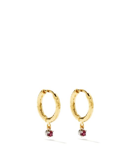Octavia Elizabeth Charmed Gabby Micro Ruby 18kt Gold Earrings