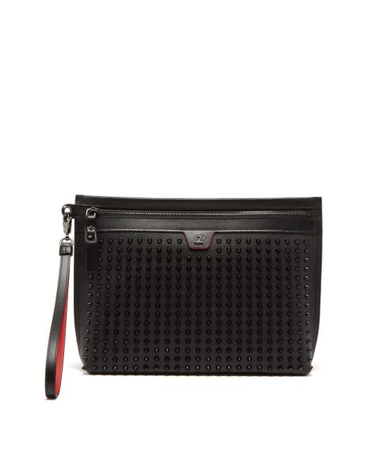 Christian Louboutin Citypouch Spike-embellished Leather Pouch