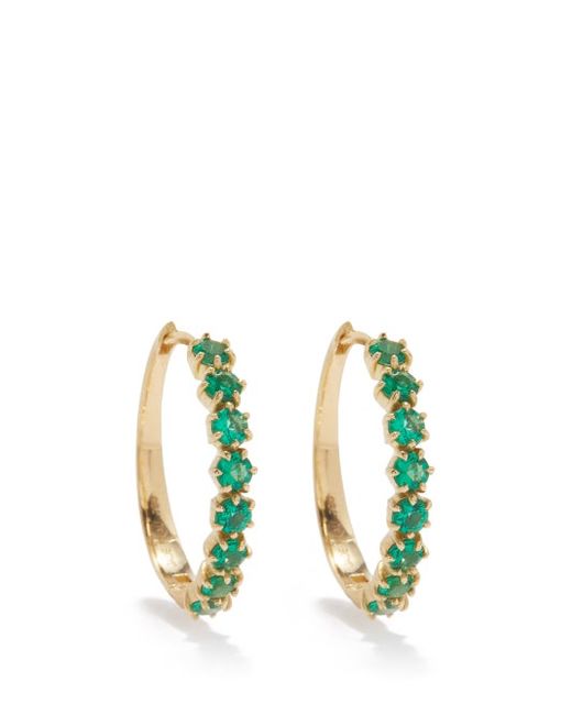 Jade Trau Catherine Emerald 18kt Gold Huggie Earrings