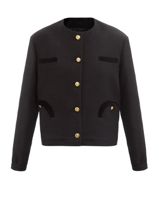 Blazé Milano Missy Collarless Cotton-blend Tweed Jacket