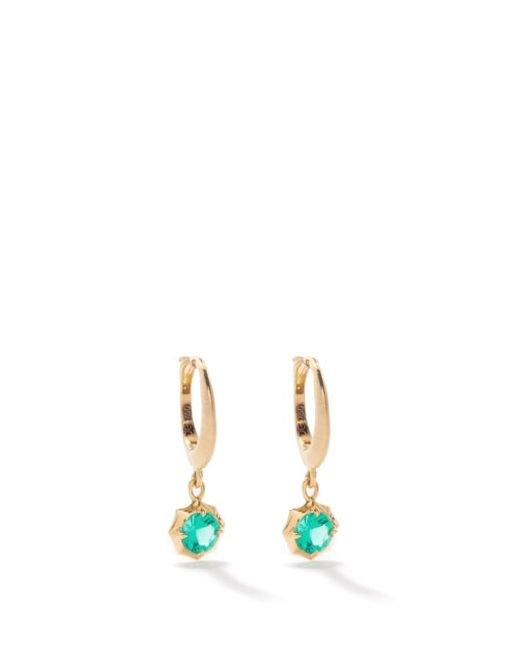 Jade Trau Sophisticated Emerald 18kt Gold Hoop Earrings