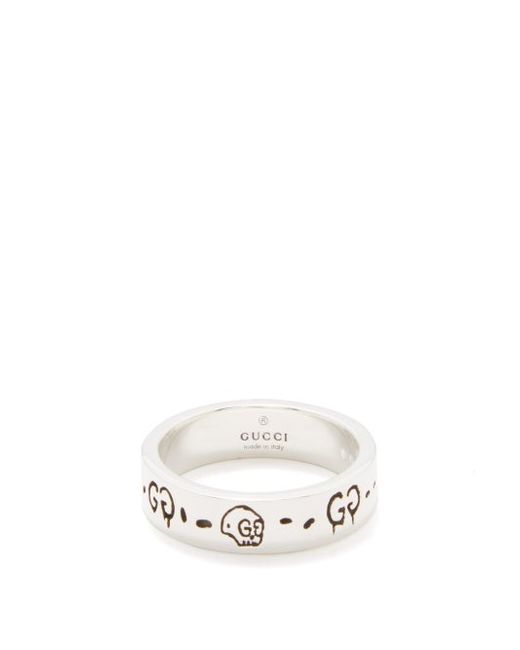 Gucci Guccighost Logo-engraved Sterling Ring