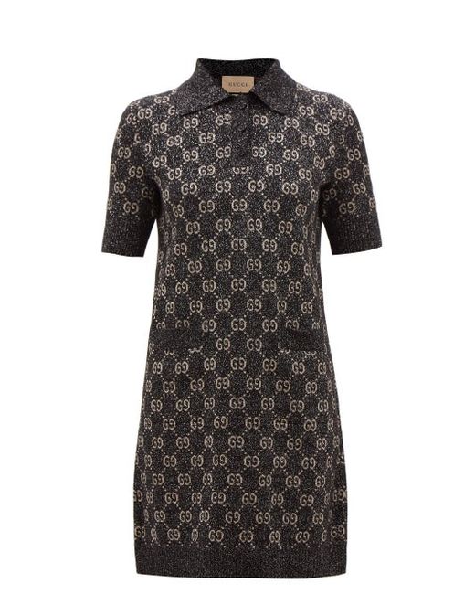 Gucci GG-monogram Metallic Cotton-blend Polo Dress