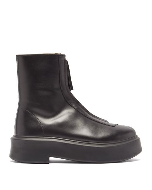 The Row Zip-front Leather Ankle Boots