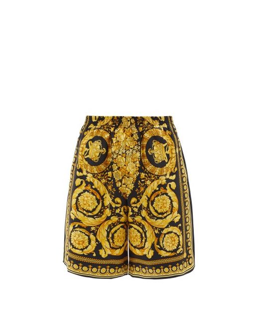 Versace Baroque-print Silk-twill Shorts