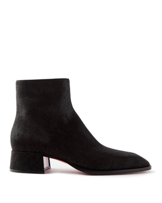 Christian Louboutin Fever Snake-effect Leather Ankle Boots