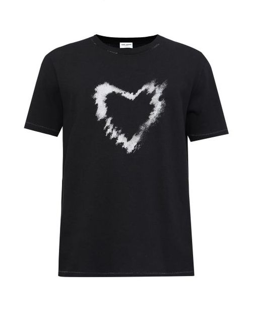 Saint Laurent Heart-print Cotton-jersey T-shirt