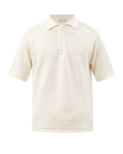 Inis Meáin Short-sleeved Linen-knit Polo Shirt