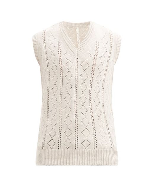 Sunflower Argyle Open-work Cotton-blend Sweater Vest