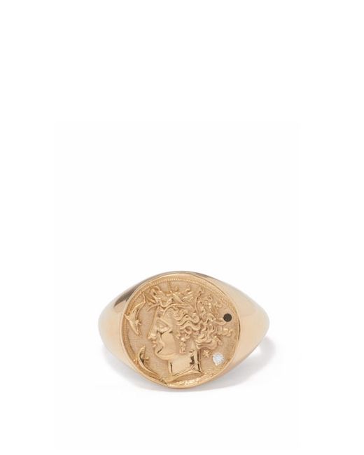 Azlee Goddess Diamond 18kt Gold Signet Ring