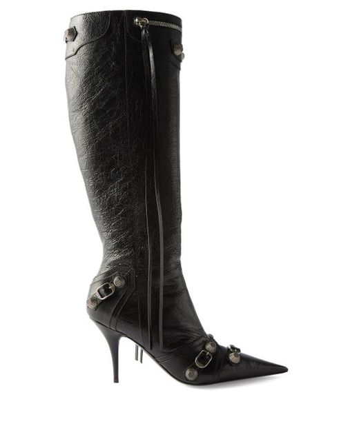 Balenciaga Cagole Buckled Knee-high Leather Boots