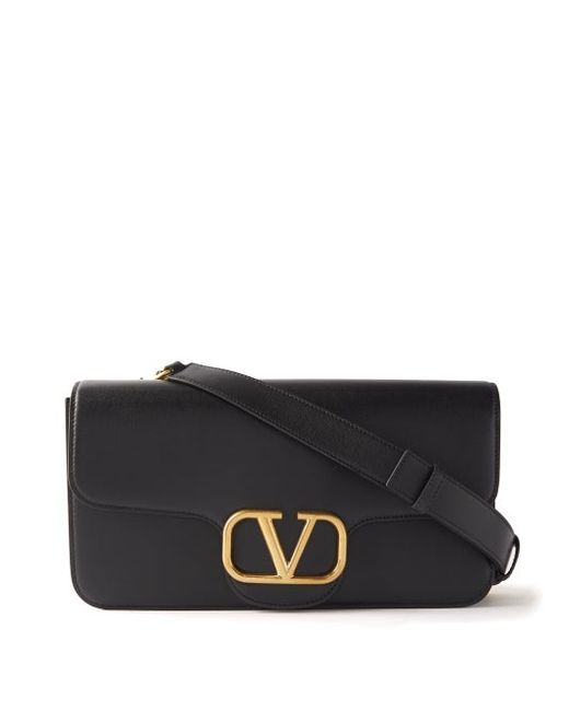 Valentino Garavani V-logo Leather Messenger Bag