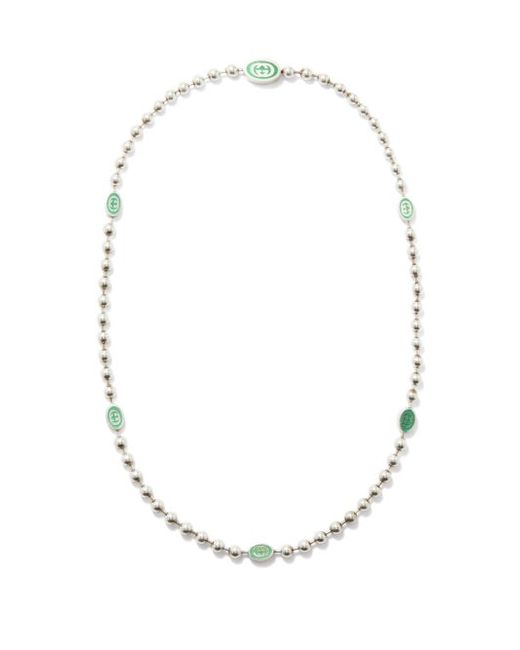 Gucci Enamelled-gg Sterling Necklace