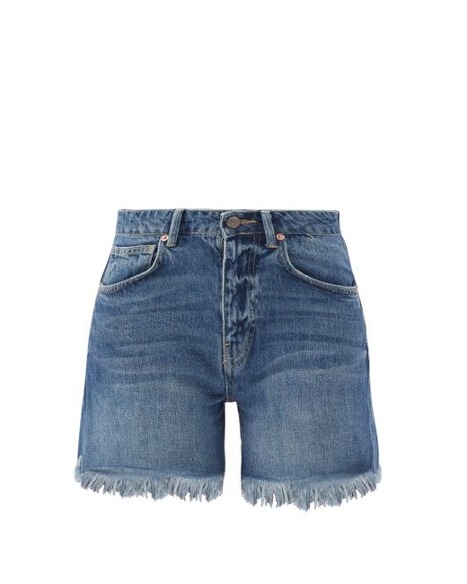 Raey Comet Mid-rise Long Organic Cotton Denim Shorts