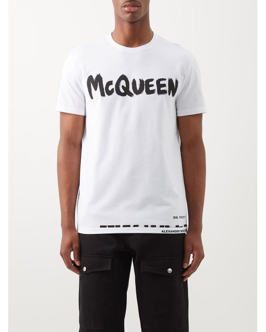 Alexander McQueen Graffiti-logo Print Cotton-jersey T-shirt