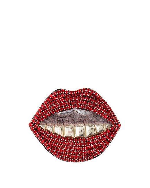 Gucci Crystal-embellished mouth brooch