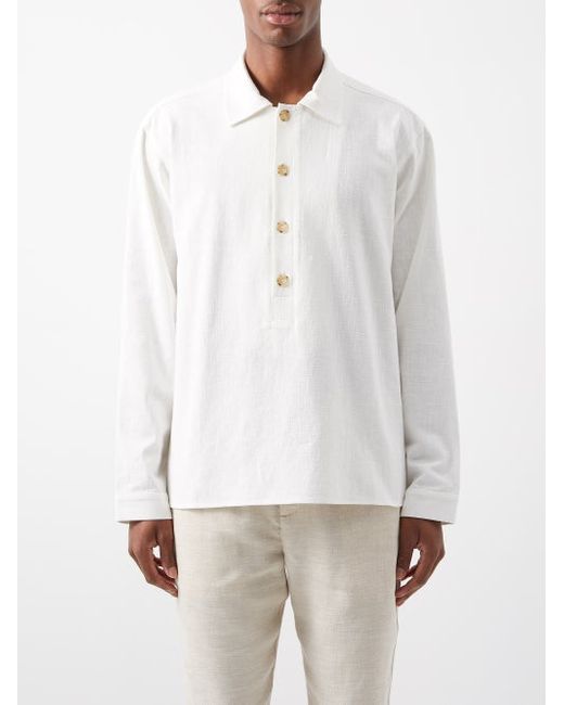 Commas Half-button Linen-ramie Blend Shirt