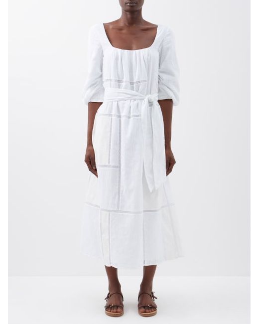 Gabriela Hearst Daphine Patchwork Cotton-gauze Midi Dress