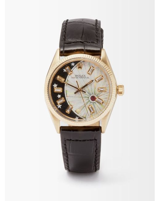 Jacquie Aiche Vintage Rolex Oyster 34mm Diamond Gold Watch