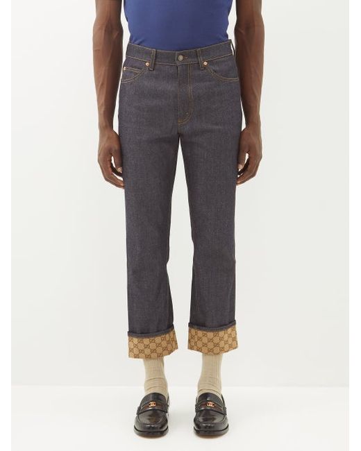 Gucci GG-canvas Cuff Tapered Jeans