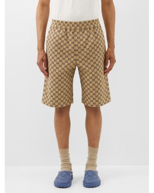 Gucci Elasticated-waist Cotton-blend Gg-jacquard Shorts