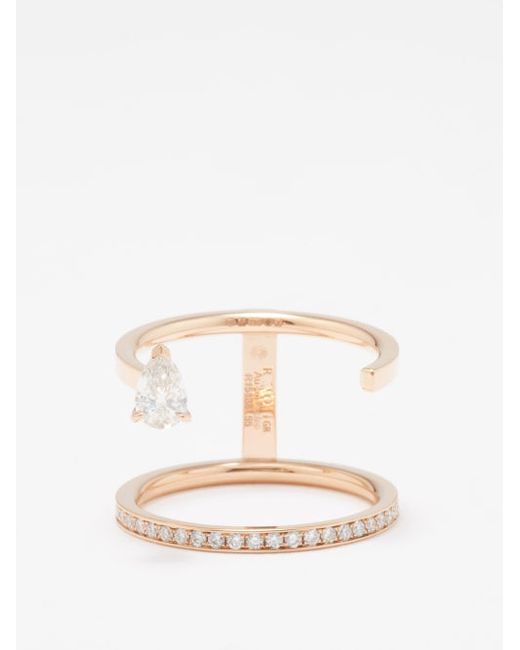 Repossi Serti Diamond 18kt Rose Gold Dual-band Ring