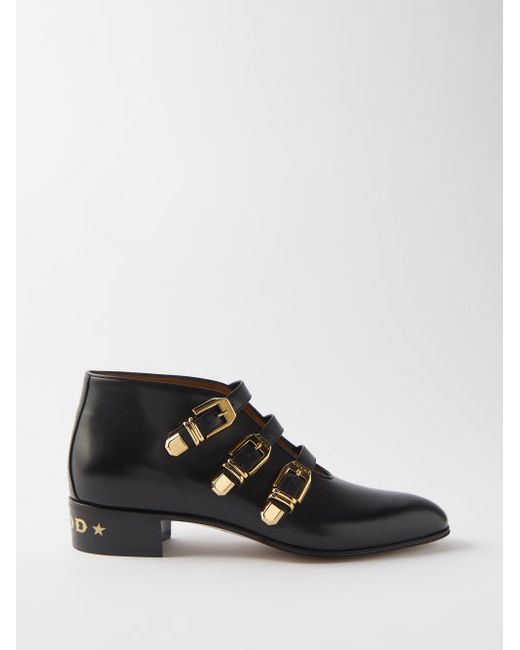 Gucci Buckled Leather Ankle Boots