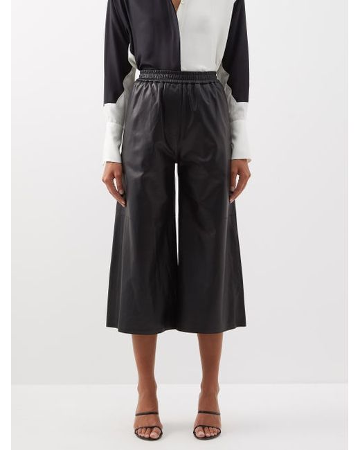Loewe Cropped Leather Wide-leg Trousers
