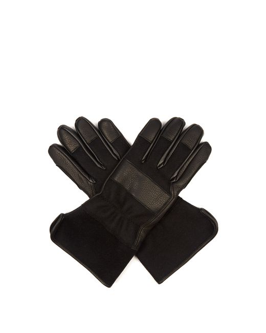 Balenciaga Leather-panelled felt gloves