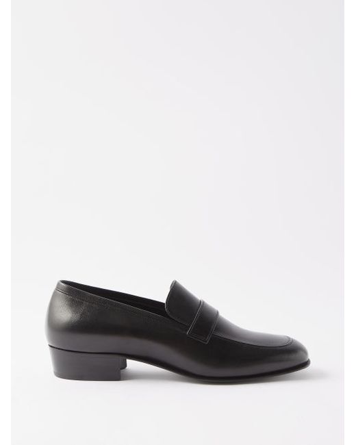 Saint Laurent Almond-toe Leather Penny Loafers