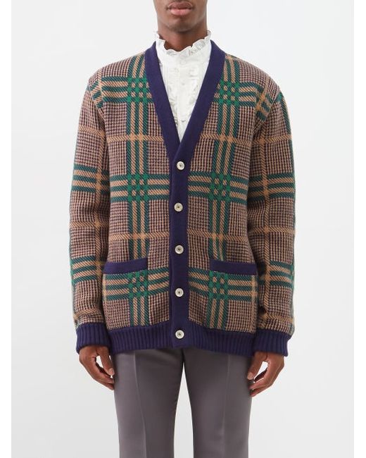 Gucci Reversible Gg-jacquard Checked Wool-blend Cardigan
